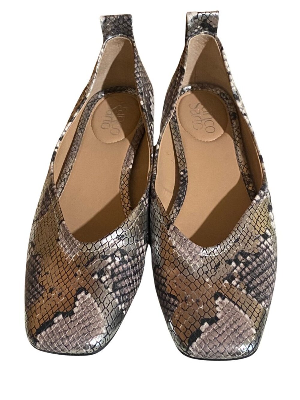 Franco Sarto Snake Print Flats Size 8 Square Toe - Picture 4 of 9